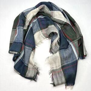 Steve Madden Large Plaid Gauze Knit Scarf